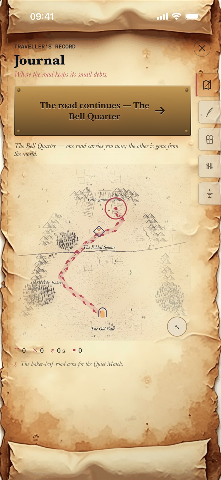 A hand-inked map leaf of the Bell Quarter in the Journal.